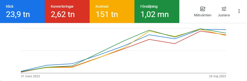 Google Ads kampanj - 1 miljon i försäljning