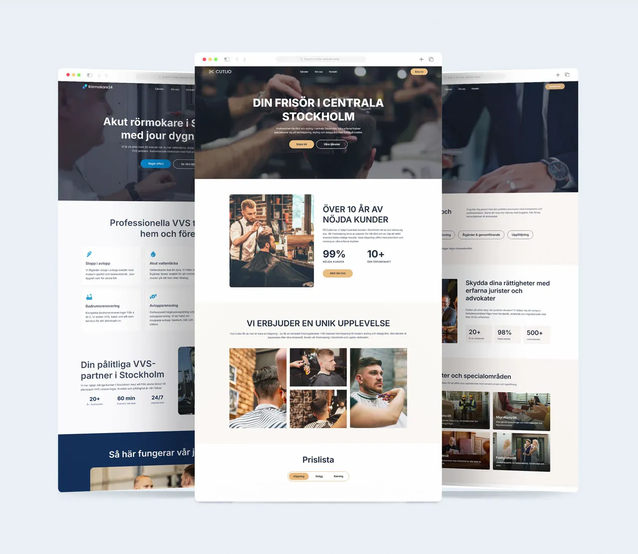 Exempel på professionella hemsidor för företag i olika branscher