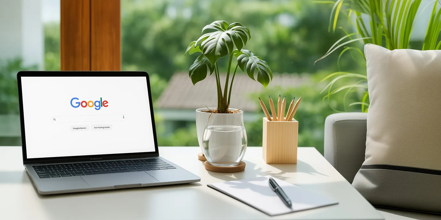 Arbetsplats med Google sökning SEO analys